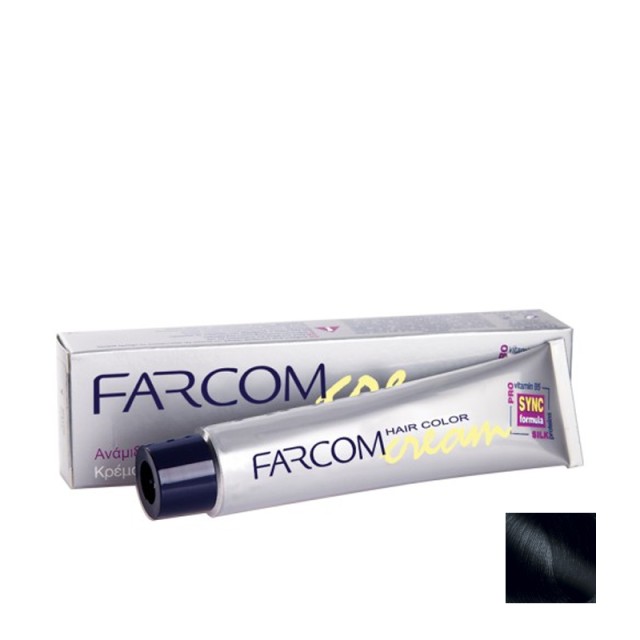 Farcom No N/B Μαύρο Μπλε Μόνιμη Βαφή Μαλλιών με Πρωτεΐνες Μεταξιού & Προβιταμίνη Β5, 60ml