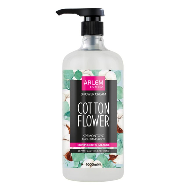 Arlem Shower Cream, Κρεμοντούζ με Αντλία Άνθη Βαμβακιού, 1lt