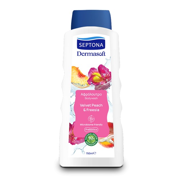 Septona Dermasoft Velvet Peach & Freesia, Αφρόλουτρο, 750ml