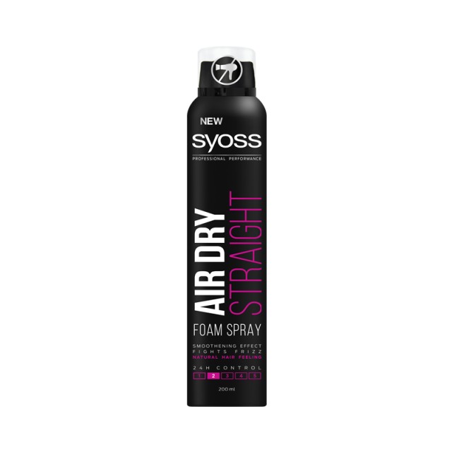 Syoss Air Dry Straight Foam Spray, Αφρός Μαλλιών, 200ml
