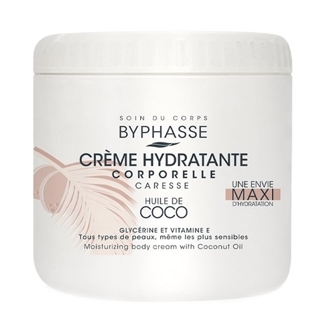 Byphasse Moistirizing Body Cream with Coconut Oil, Ενυδατική Κρέμα Σώματος με Έλαιο Καρύδας 500ml