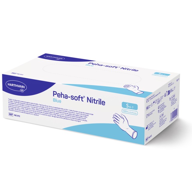 Peha-soft Nitrile Blue No Small, Γάντια Νιτριλίου Μπλε Μίας Χρήσης Χωρίς Πούδρα - Συσκευασία 150 τεμαχίων