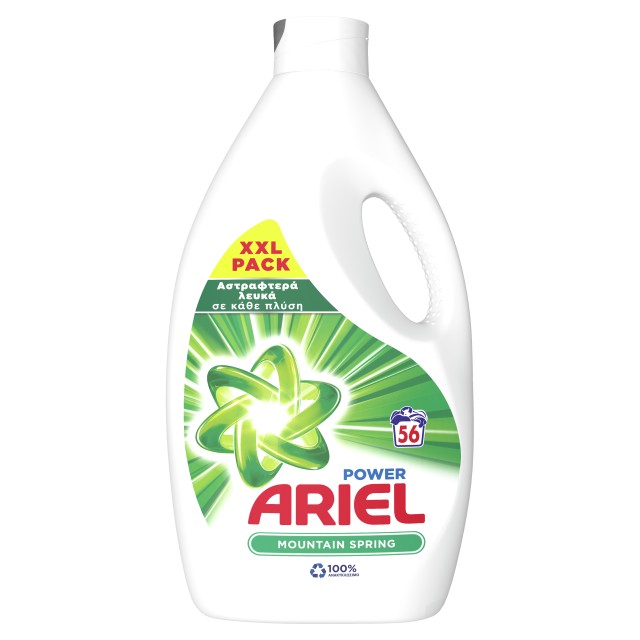 Ariel Power Mountain Spring, Υγρό Πλυντηρίου Ρούχων, 56μεζ. 3,08lt