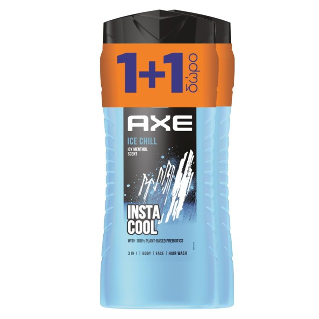 Axe Ice Chill 3 in 1 Shower Gel, Αφρόλουτρο, 2x400ml 1+1 ΔΩΡΟ