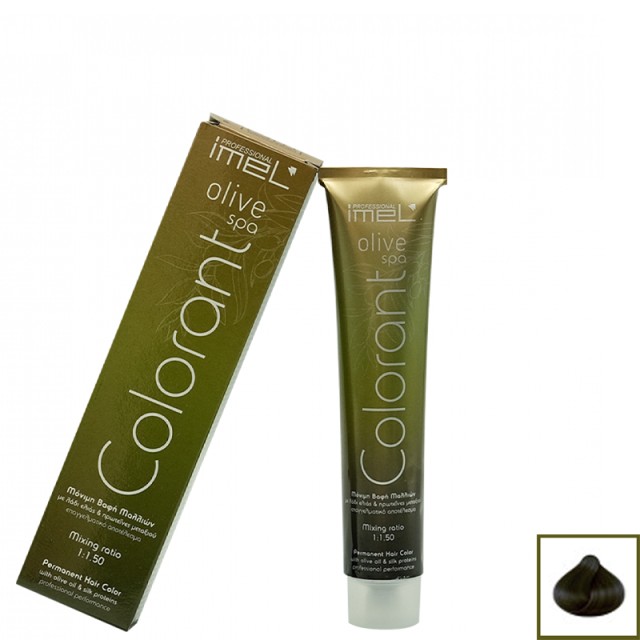 Imel Olive Spa Νο3, Καστανό Σκούρο, Επαγγελματική Mόνιμη Bαφή Mαλλιών με Mετάξι & Λάδι Ελιάς, 100ml