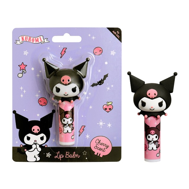 AIR-VAL Kuromi Lip Balm 3D Head Cap Cherry Scent, Παιδικό Ενυδατικό Lip Balm Χειλιών με 3D Καπάκι & Άρωμα Κεράσι 4,5g