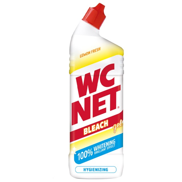 Wc Net Bleach Gel Extra White Lemon, Gel Καθαρισμού Λεκάνης με Ενεργό Χλώριο, 750ml