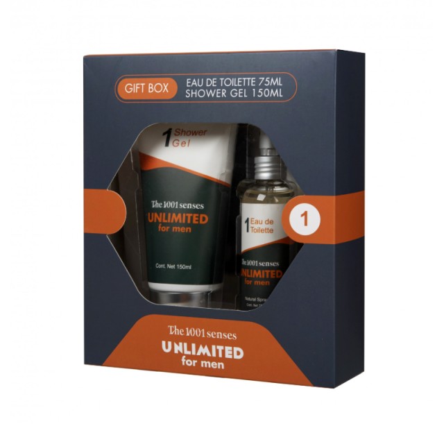 1001 Senses Gift For Him Unlimeted Άρωμα Eau de Toilette 75 ml & Shower Gel 150ml , Αντρικό Σετ Δώρου