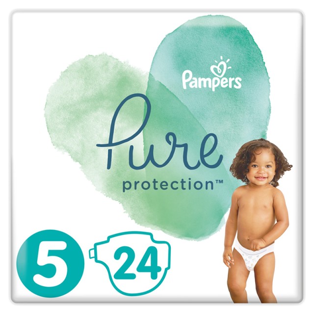 Pampers Pure Protection Βρεφικές Πάνες No5 (11+kg), 24τμχ, VALUE PACK