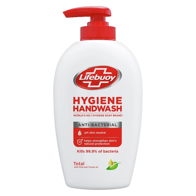 Lifebuoy Caring Handwash Total, Αντιβακτηριδιακό Κρεμοσάπουνο με Θυμάρι & Έλαιο Πεύκου, 250ml