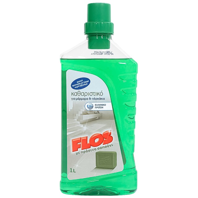 Flos Με Πράσινο Σαπούνι, Καθαριστικό για Μάρμαρα & Πλακάκια 1Lt