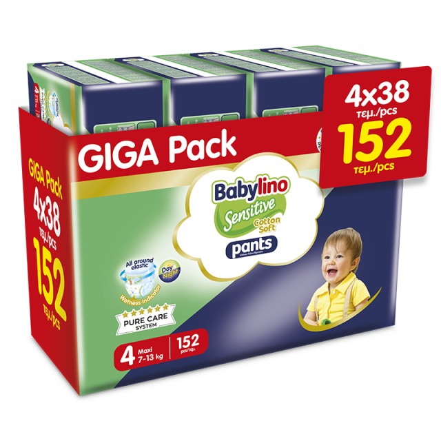 Babylino Pants Cotton Soft Unisex GIGA PACK No4 Maxi 7-13kg (4x38) 152 τεμ