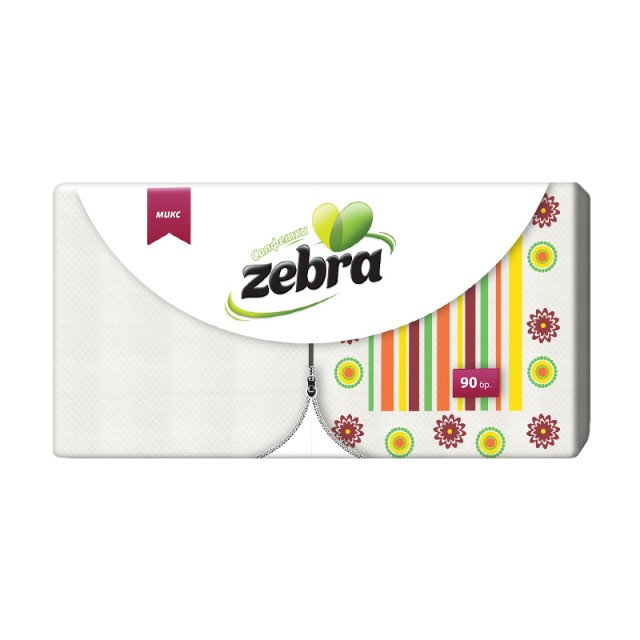 Zebra Mix, Χαρτοπετσέτες 33x33cm, 90τμχ
