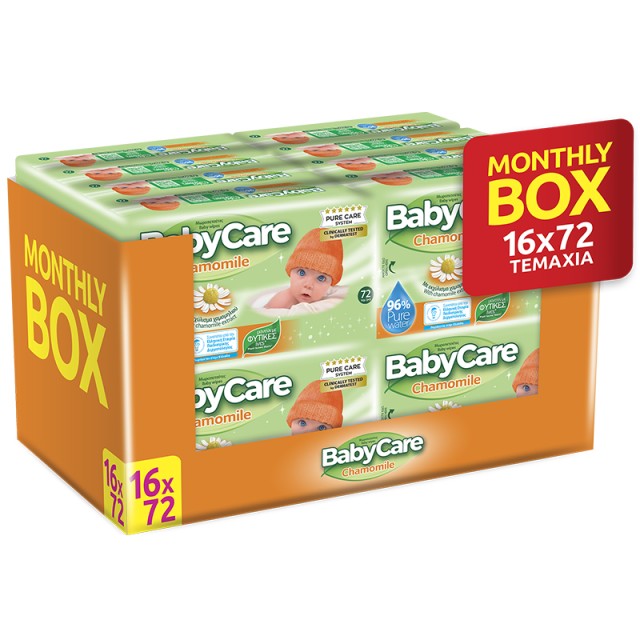 BabyCare Chamomile 96% Pure Water, Μωρομάντηλα με Χαμομήλι (16x72τμχ) 1152τμχ