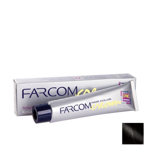 Farcom No 1 Μαύρο Μόνιμη Βαφή Μαλλιών με Πρωτεΐνες Μεταξιού & Προβιταμίνη Β5, 60ml