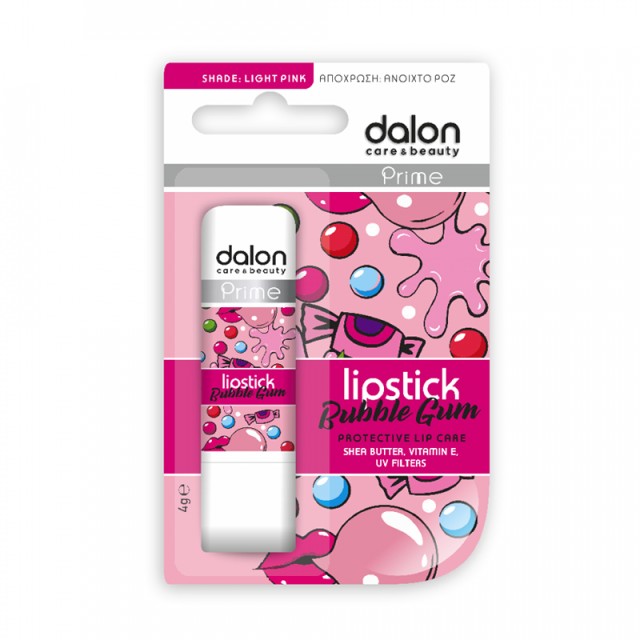 Dalon Bubble Gum Protective Lipstick, Stick Περιποίησης Χειλιών σε απαλή Ροζ Απόχρωση με Βούτυρο Καριτέ, Καστορέλαιο, Βιταμίνη Ε & Φίλτρα UV 4g