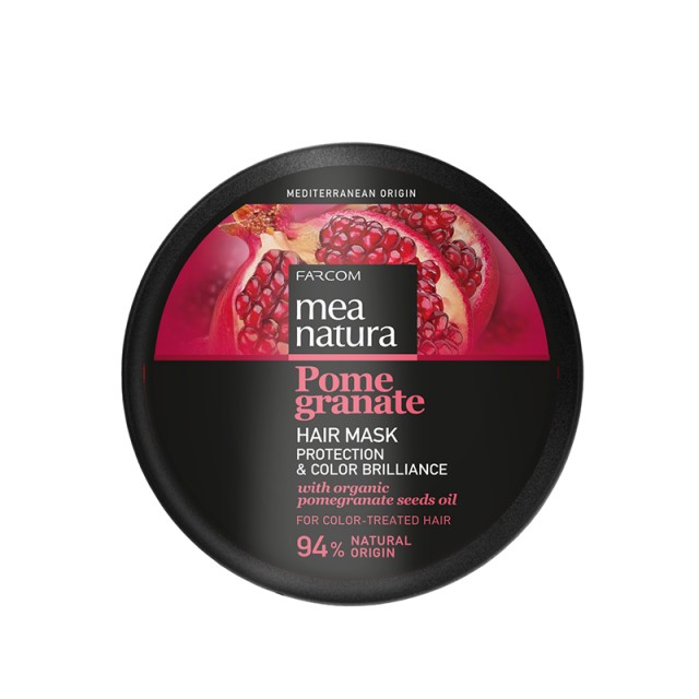 Mea Natura Pomegranate, Μάσκα Μαλλιών Προστασία & Λάμψη Για Βαμμένα & με Ανταύγειες Μαλλιά 250ml