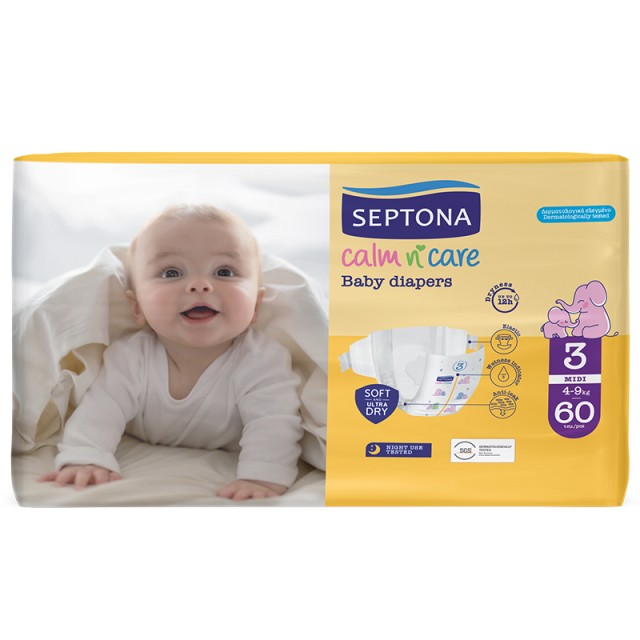 Septona Calm N Care Πάνες Midi No 3 (4-9Kg) 60τμχ