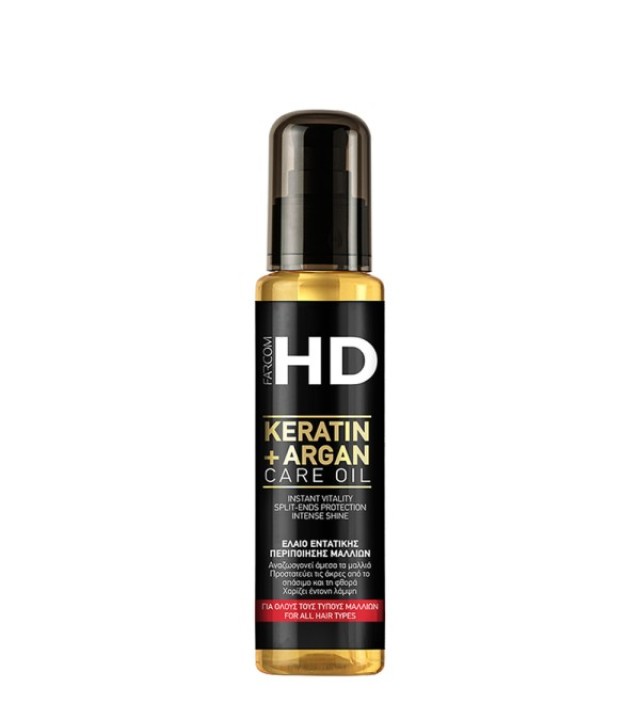 HD Keratin & Argan Oil, Έλαιο Περιποίησης Μαλλιών για όλους τους Τύπους Μαλλιών, 100ml
