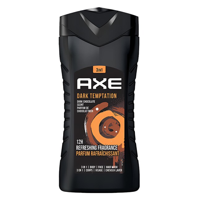 Axe Dark Temptation 12h Refreshing Fragrance 3in1 Shower Gel, Αφρόλουτρο 3σε1 για Σώμα, Πρόσωπο & Μαλλιά, 250ml