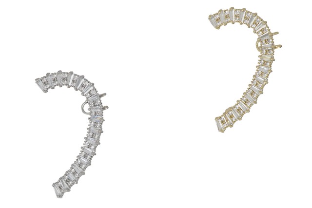 Ro Accessories Σκουλαρίκι ear climber με στρας, συνολική διάμετρος 5.5 cm σε ασημί ή χρυσό, 1τμχ