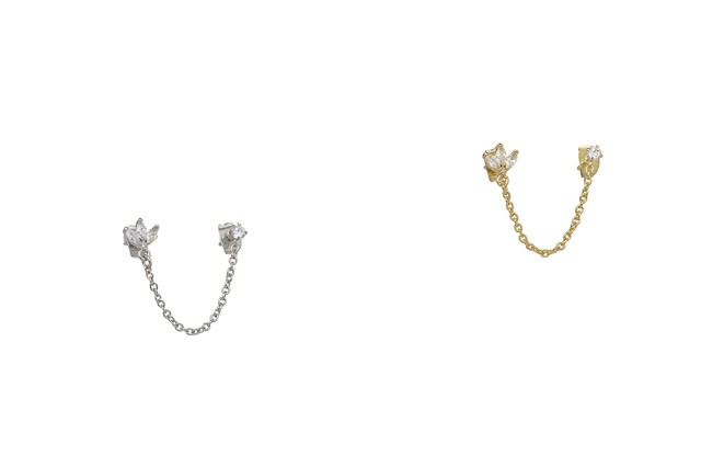 Ro Accessories Σκουλαρίκι διπλό με αλυσίδα