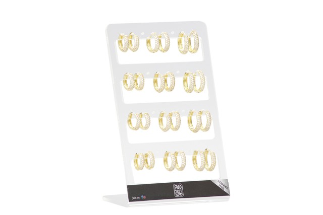 Ro Accessories Σκουλαρίκι Κρίκος αυτιού χρυσό με στρας