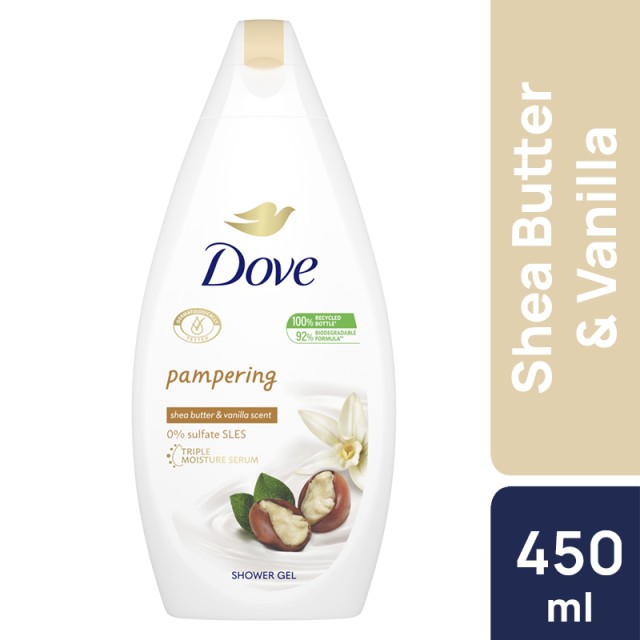 Dove Pampering Shea Butter & Vanilla Shower Gel, Αφρόλουτρο 450ml