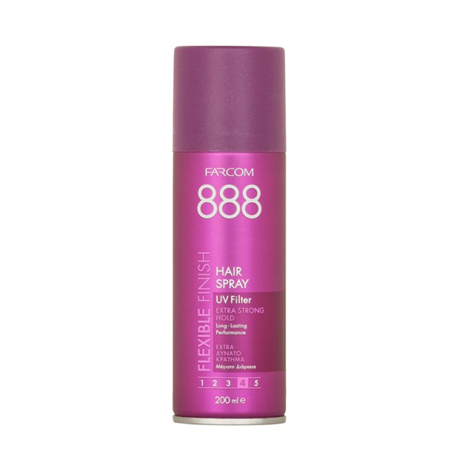Farcom 888 Extra Strong Hold Hairspray, Λακ για Extra Δυνατό Κράτημα στα Μαλλιά, 200ml