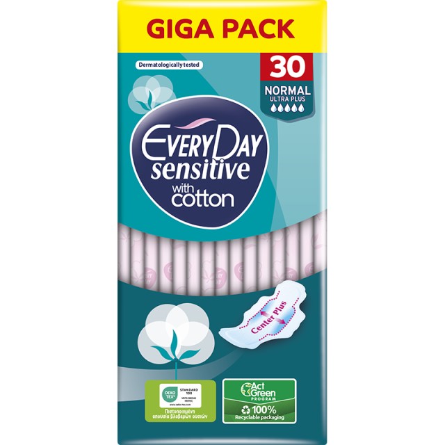 EveryDay Σερβιέτες Sensitive with cotton NORMAL Ultra Plus GIGA PACK 30 τεμ.