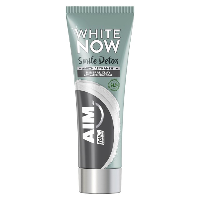 Aim White Now Smile Detox Charcoal, Οδοντόκρεμα για Άμεση Λεύκανση, 75ml