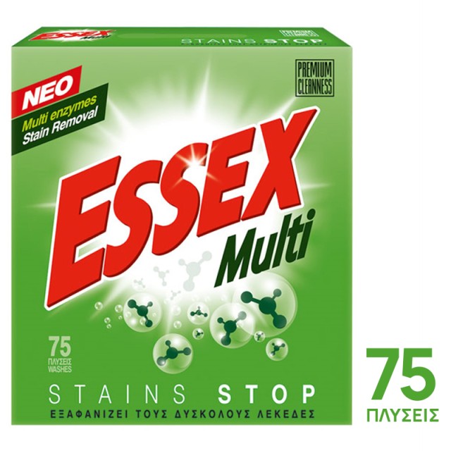 Essex Multi Stains Stop, Σκόνη Πλυντηρίου Ρούχων, 75μεζ. 3.75kg
