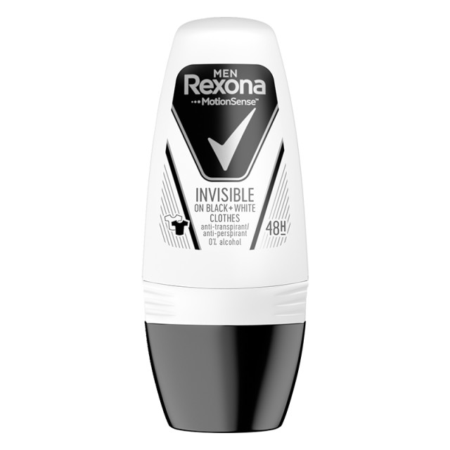 Rexona Men Invisible Black & White 48h, Αποσμητικό Roll on 50ml