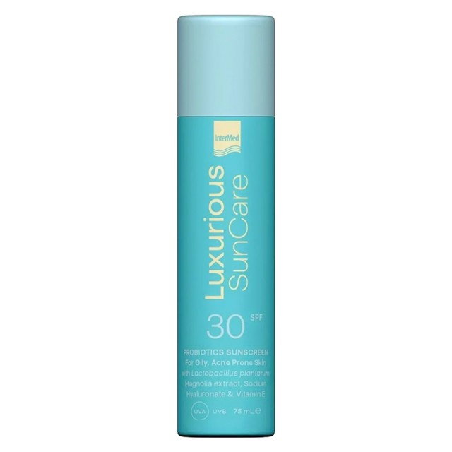 Luxurious Sun Care Probiotics Fluid SPF30, Αντηλιακή Κρέμα Προσώπου με Προβιοτικά Κατάλληλη για Λιπαρό & με Τάση Ακμής Δέρμα, 75ml