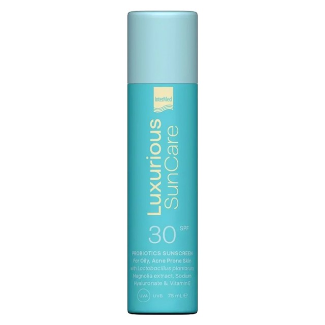 Luxurious Sun Care Probiotics Fluid SPF30, Αντηλιακή Κρέμα Προσώπου με Προβιοτικά Κατάλληλη για Λιπαρό & με Τάση Ακμής Δέρμα, 75ml