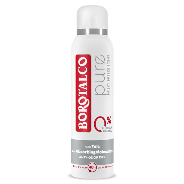 Borotalco Pure Clesn 0%  Aluminum Dep Spray, Αποσμητικό Σπρέι, 150ml