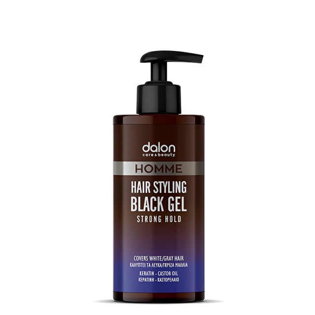 Dalon Hair Styling Gel Strong Homme, Gel Μαλλιών για Άνδρες σε Μαύρο Χρώμα για Δυνατό Κράτημα, 250ml