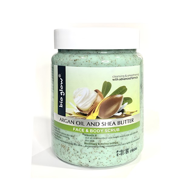 BIO GLOW Face & Body Scrub Argan Oil & Shea Butter, Απολεπιστικό Προσώπου & Σώματος, 500ml