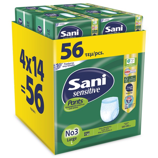 Sani Sensitive Pants Ελαστικό εσώρουχο ακράτειας Sani Sensitive Pants Large No3 4x14 τμχ