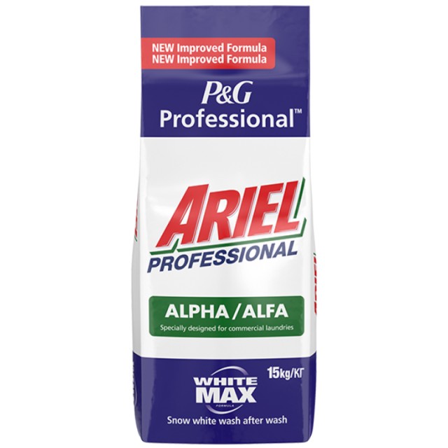 Ariel Professional Alpha White Max Σκόνη Πλυντηρίου Ρούχων, 15Kg