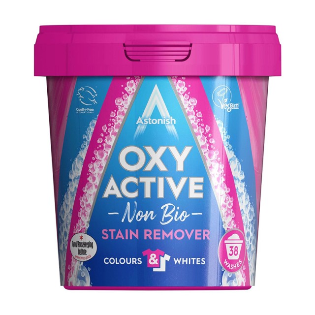 Astonish Oxy Active 2σε1, Ενισχυτικό Πλυσίματος Αφαίρεσης Λεκέδων & Καθαριστικό Κάδου 825g