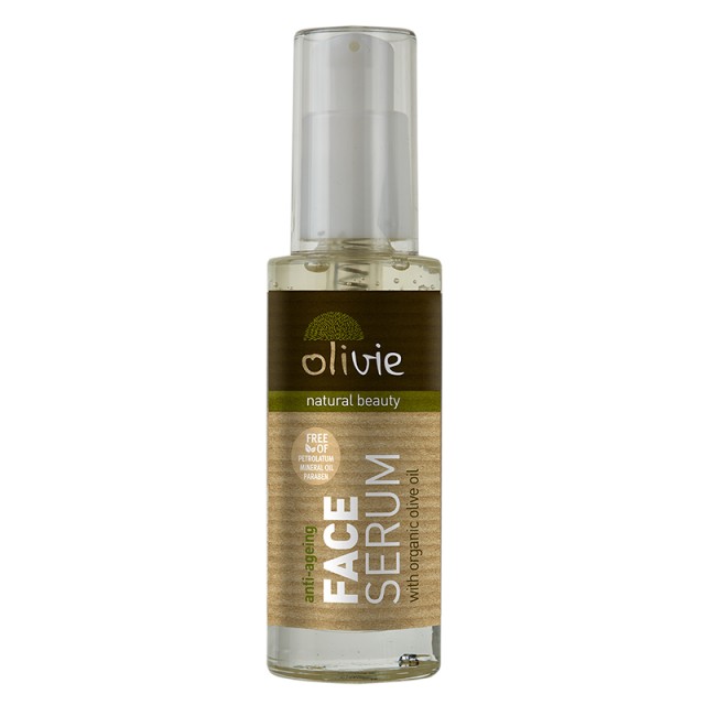 Olivie Antiageing Face & Neck Serum with Organic Olive Oil, Ορός Αντιγήρανσης για Πρόσωπο & Λαιμό για Επαναφορά Ελαστικότητας & Πυκνότητας στην Επιδερμίδα 30ml
