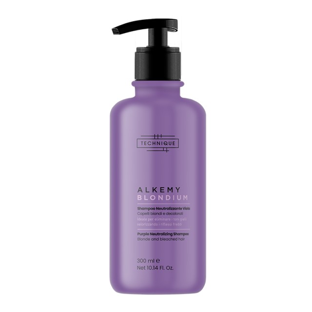 Technique Alkemy Blondium Anti-Yellow Purple Shampoo, Μωβ Σαμπουάν Εξουδετέρωσης Κίτρινων Τόνων σε Ξανθά & Βαμμένα Μαλλιά 300ml