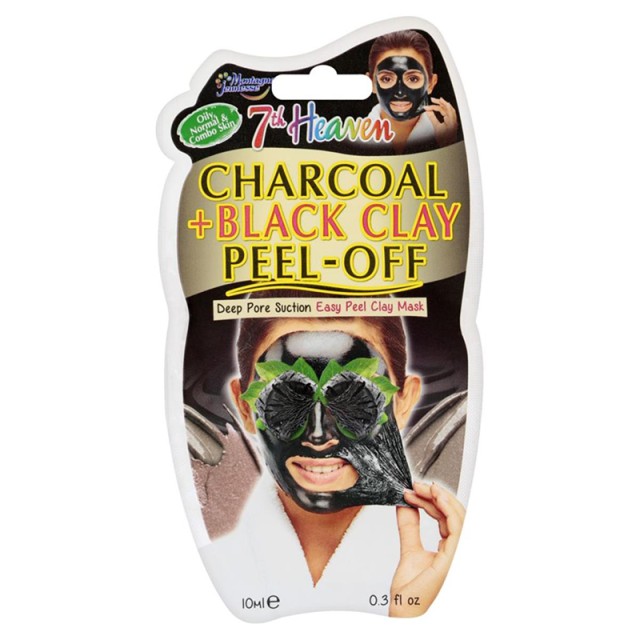 7th Heaven Charcoal & Black Clay Peel-Off Mask, Αντιοξειδωτική Καθαριστική Μάσκα Προσώπου με Άνθρακα & Μαύρη Άργιλο, 10ml