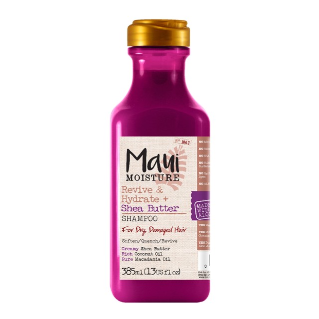 Maui Moisture Revive & Hydrate + Shea Butter Shampoo for Dry & Damaged Hair, Σαμπουάν Μαλλιών Αναζωογόνησης & Ενυδάτωσης  με Βούτυρο Καριτέ για Ξηρά & Κατεστραμμένα Μαλλιά, 385ml