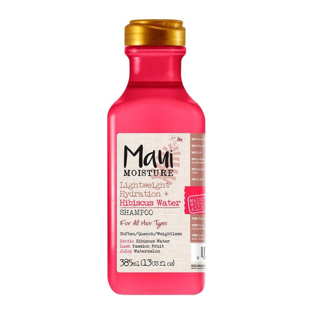 Maui Moisture Lightweight Hydration Hibiscus Water & Aloe Vera Shampoo for All Hair Types, Καθημερινό Σαμπουάν Ενυδάτωσης & Θρέψης για Όλους τους Τύπους Μαλλιών, 385ml