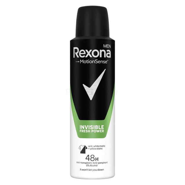 Rexona Men Invisible Fresh Power Anti- White Marks & Stains, Αποσμητικό Σπρέι 150ml