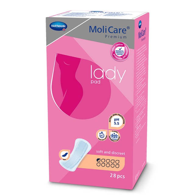 MoliCare® Premium Lady Pad 0,5 σταγόνα, Σερβιέτες Ελαφράς Ακράτειας 28τμχ
