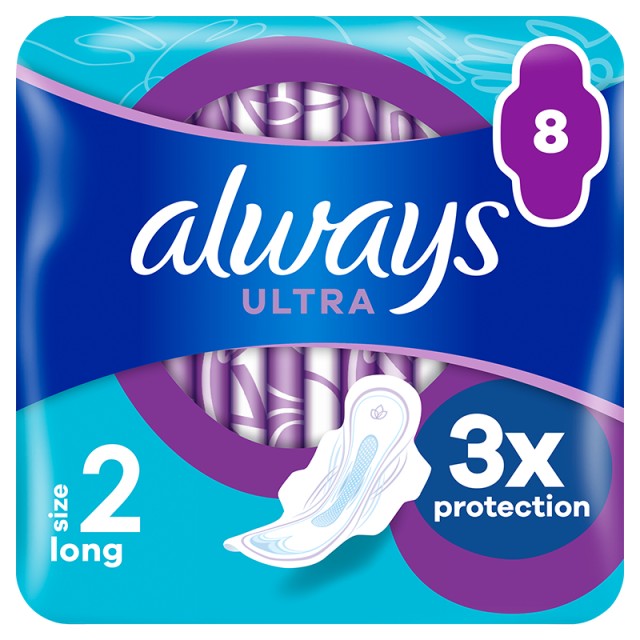 Always Ultra Σερβιέτες Long Plus (Μέγεθος 2) 8 Σερβιέτες