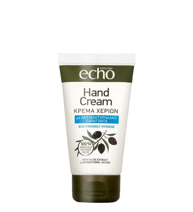 Echo Hand Cream, Κρέμα Χεριών με Αντιβακηριδιακό Παράγοντα, Εκχύλισμα Ελιάς Οργανικής καλλιέργειας & Βιταμίνη Ε, 75ml